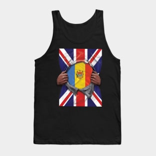 Moldova Flag Great Britain Flag Ripped - Gift for Moldovan From Moldova Tank Top